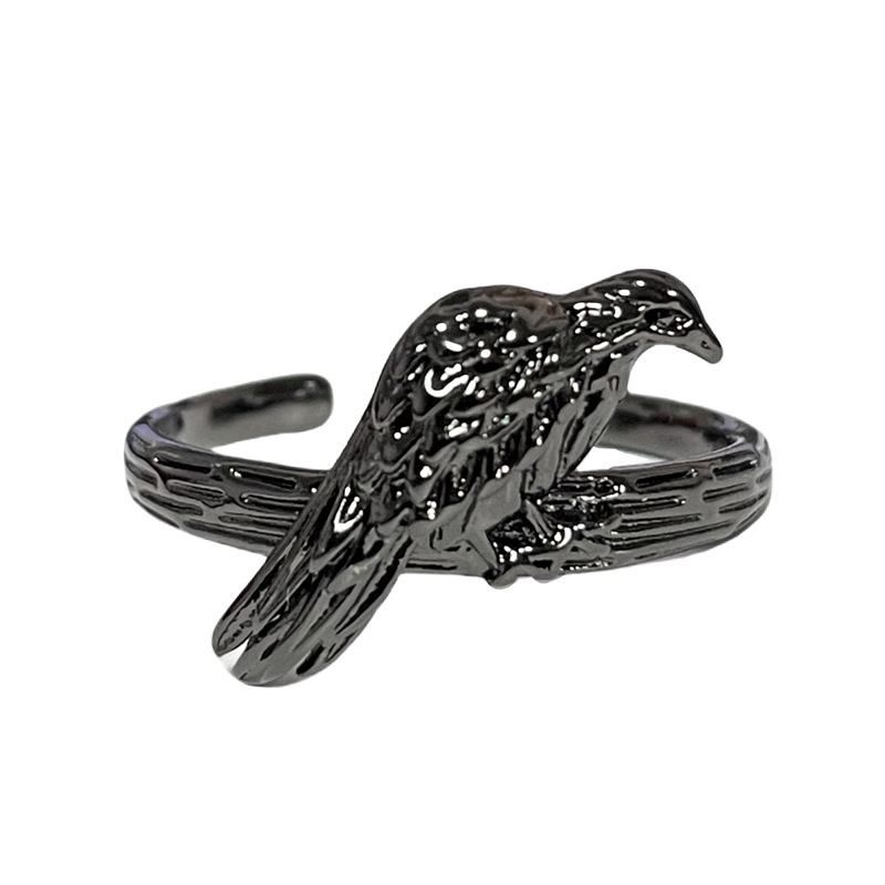 Dark style, individualistic punk bird opening ring, a unique and niche couple ring with a cold and gender-neutral style Item Picture