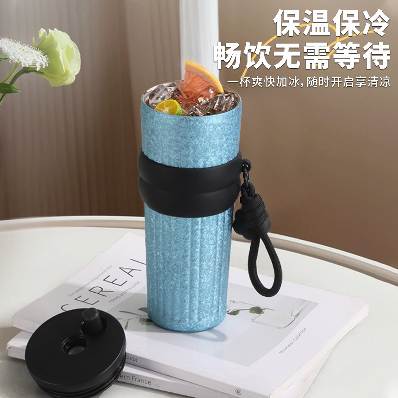 New titanium cups, high appearance level water cups, 316 stainless steel insulated cups, large-capacity cups, portable ice cups, straw cups details Picture