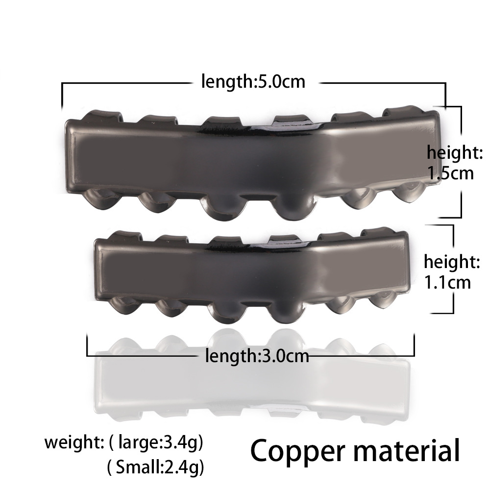 European and American cross-border rectangular smooth hip-hop teeth, HIPHOP dentures, Halloween stage props, trendy braces details Picture