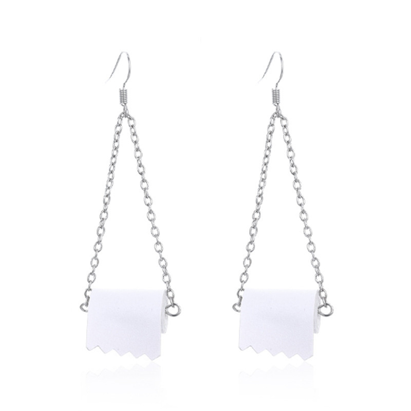 Best-selling earrings in Europe and America: Creative toilet paper roll earrings, toilet paper earrings, earrings, toilet paper roll ear hooks Item Picture