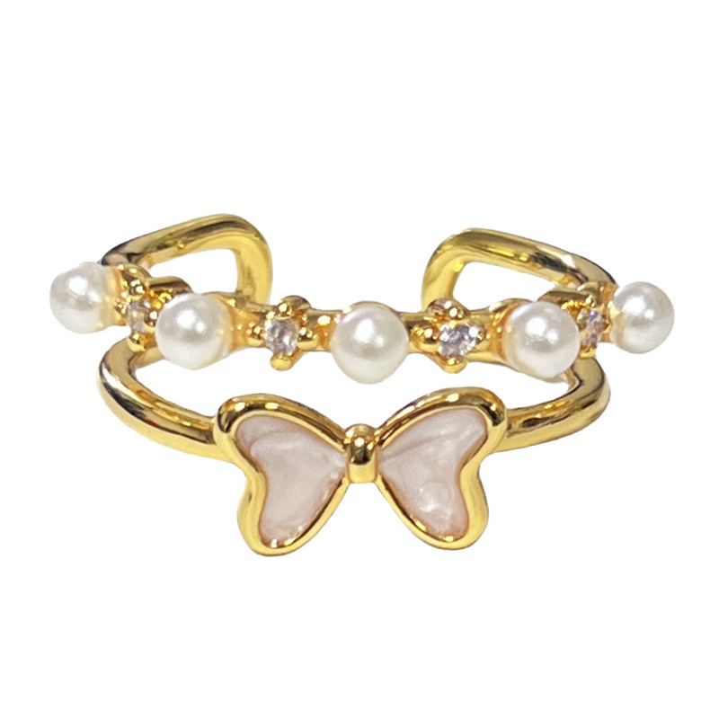Sweet and cool flower bow enamel elegant open ring for women on Instagram, cold style, niche design sense, light luxury ring Item Picture