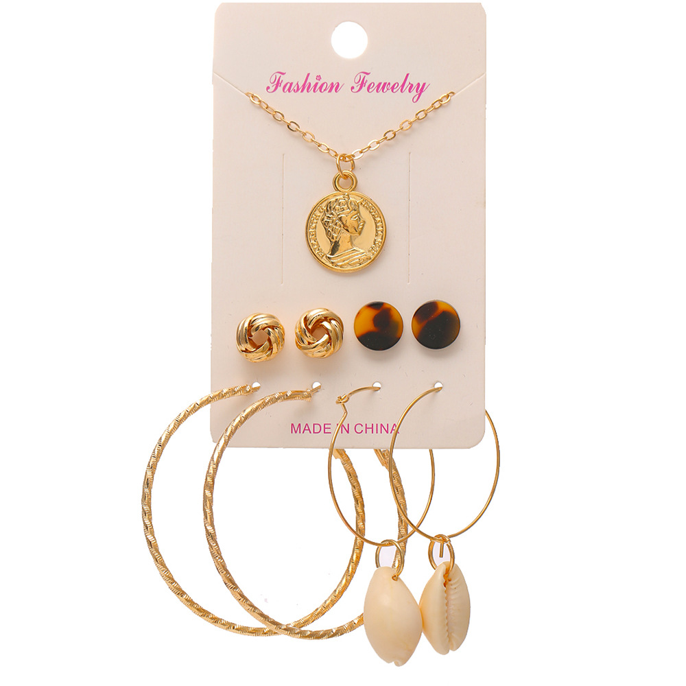 【 Daily Sales of 500】 A new 6-piece set of cross-border best-selling earrings and necklaces for women from Europe and America Application Scenario