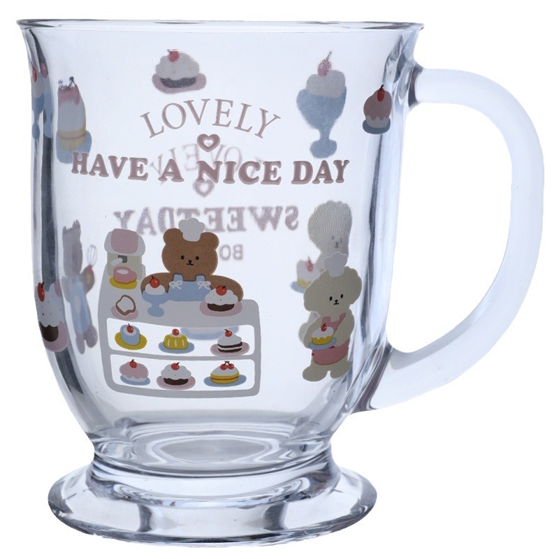 Boli American, Japanese and Korean ins large-capacity milk tea glass cups, girls' heart juice milk cups, coffee cups, breakfast cups Item Picture