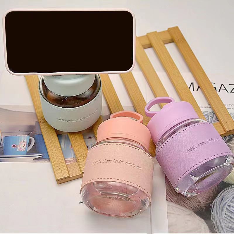 High appearance level, chubby water cup, portable mini phone stand cup, transparent soy milk and milk advertising gift cup Specification drawing