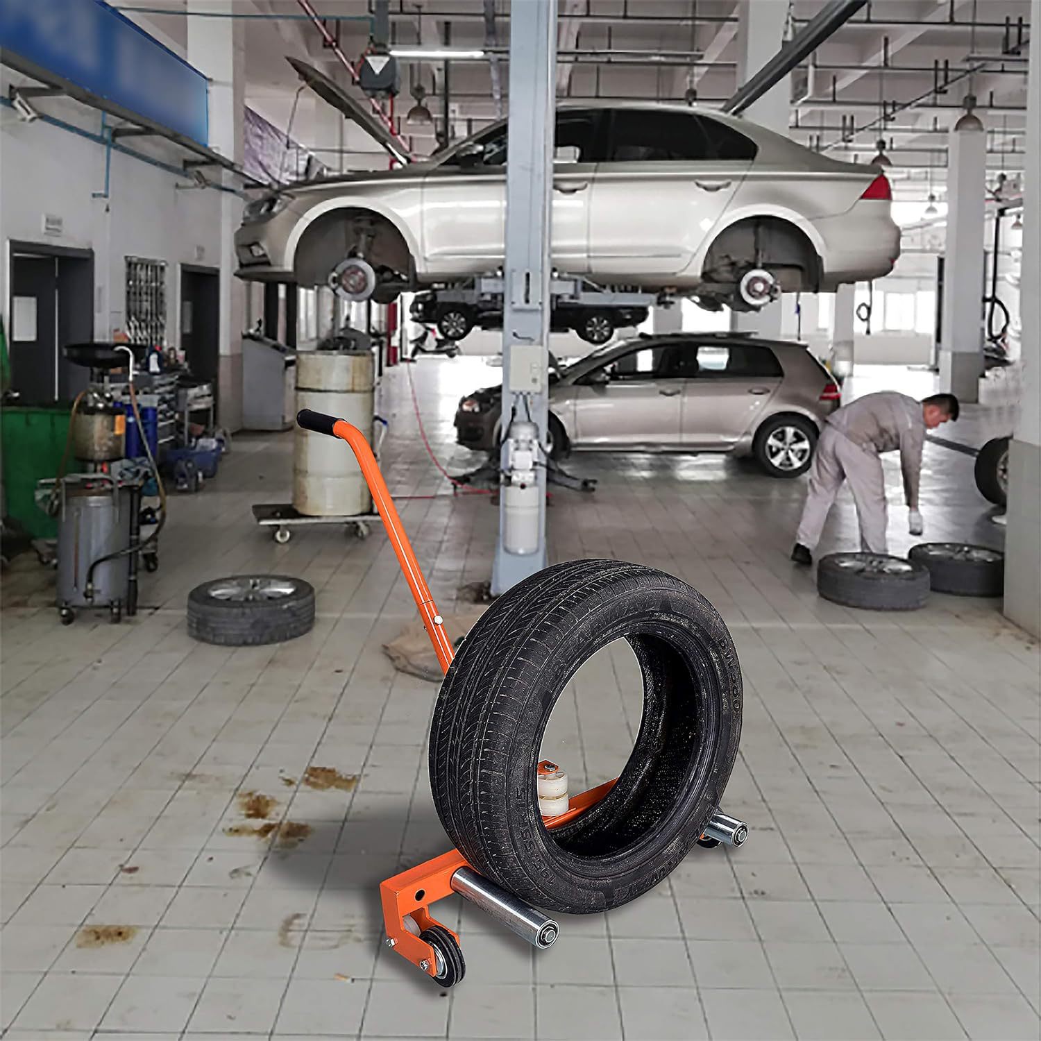 Cross-border tire disassembly and assembly transport vehicles, car tire transportation trailers, vehicle moving devices, automotive tire movers Application Scenario
