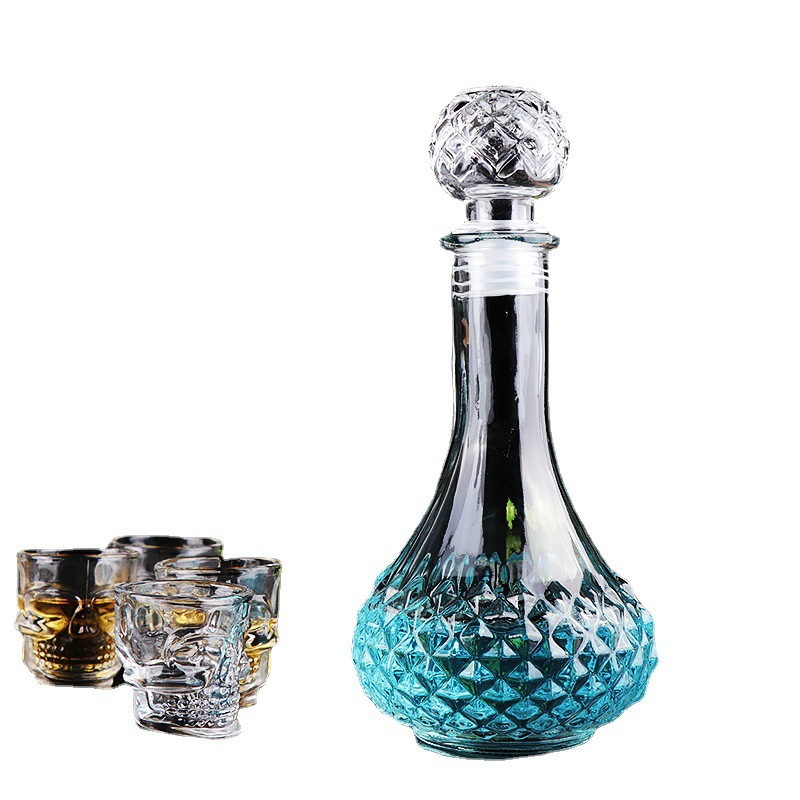 Wholesale of 50ml skull glass wine glasses, 500ml medium long-neck European-style glass wine and red wine empty bottle sets from the manufacturer Item Picture