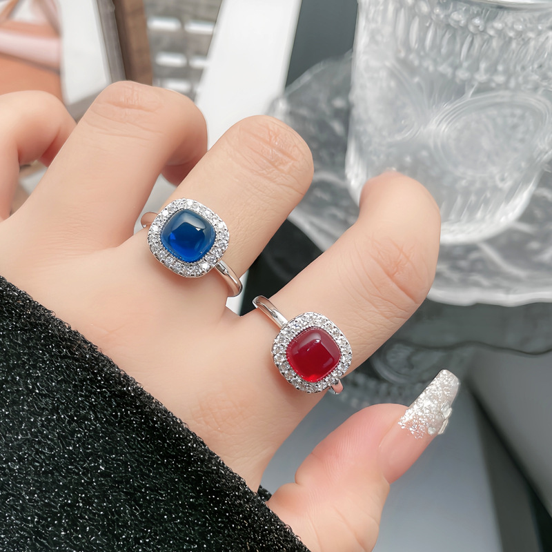 High-end retro candy colored gemstone ring for women, adjustable and versatile, sweet and cool, fashionable and light luxury style food ring details Picture