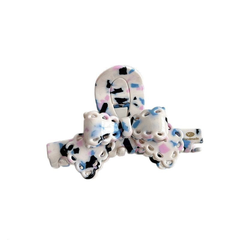 YD's new original acetate Japanese and Korean scratch-off clip, with a high-end feel, bow hair clip, and a sweet and elegant style, features a shark clip at the back of the head Item Picture