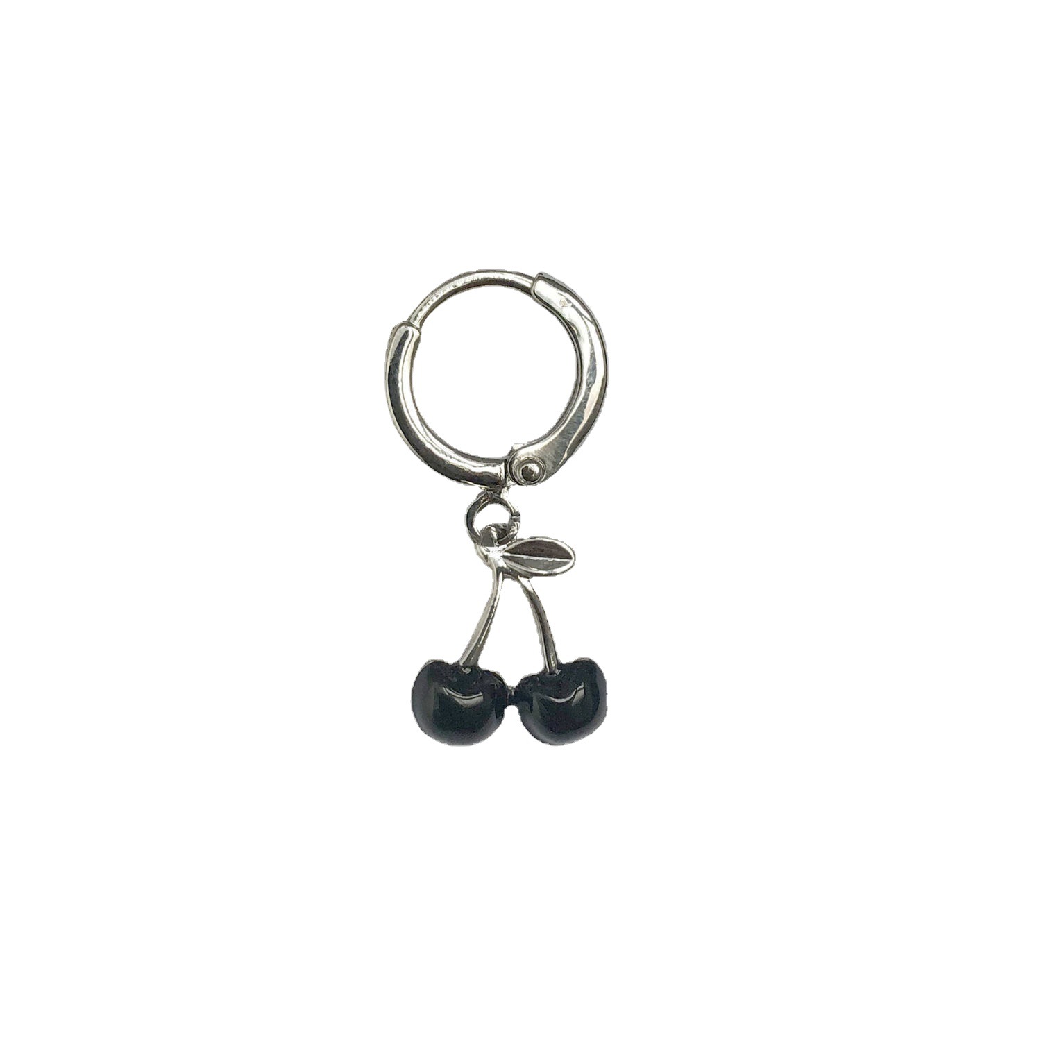 Black cherry ear rings, 4 pieces in a set ~ Simple and everyday heart-shaped chain earrings, sweet and trendy earrings on Instagram for women Item Picture