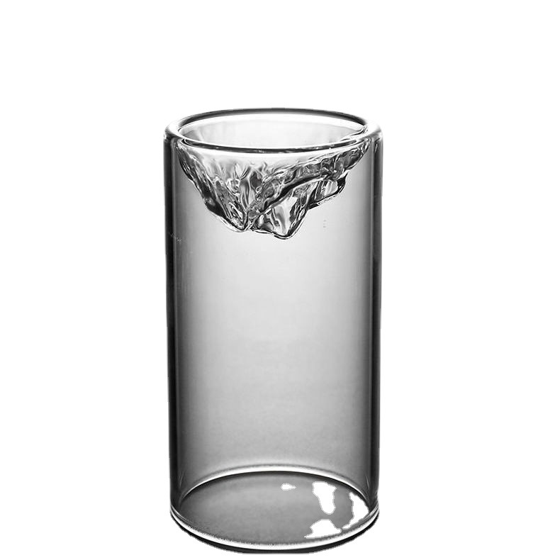 In-stock popular mountain-viewing cup, high-temperature resistant, handle glass cup, water cup, creative large capacity, round crystal Item Picture