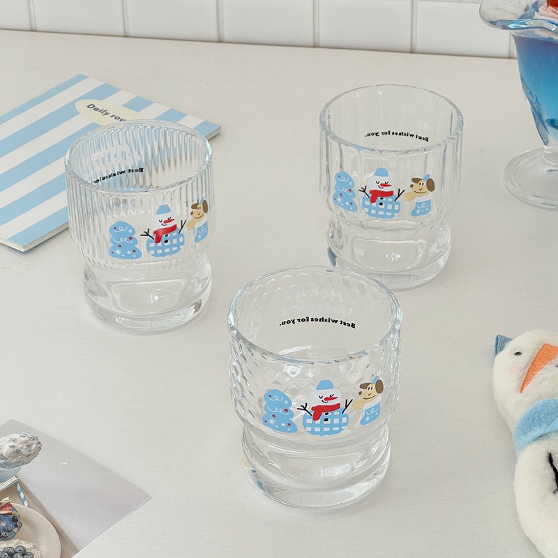 Cartoon single-layer couple gifts: puppy glass cup, creative juice cup, milk cup, coffee cup, breakfast snowman cup Specification drawing