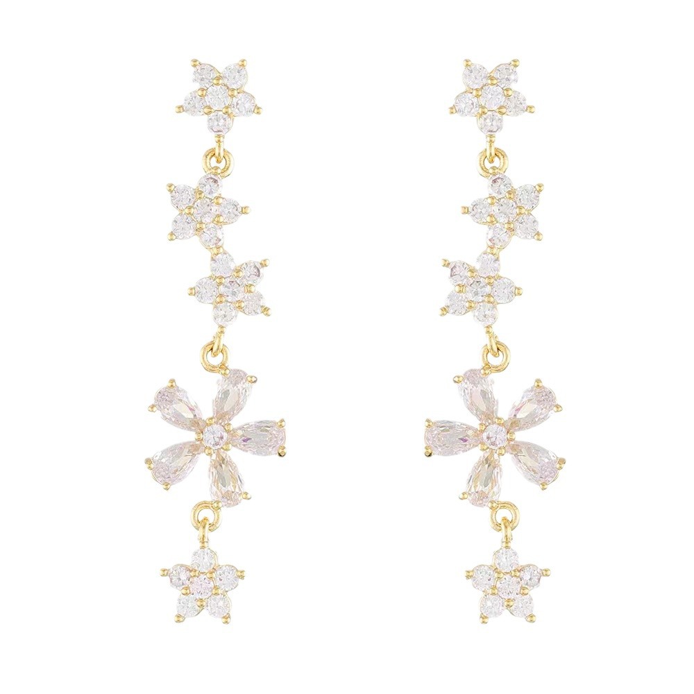 Light luxury high-end diamond zircon flower stud earrings for women, trendy, exquisite, fashionable and versatile, with a unique and elegant design Item Picture