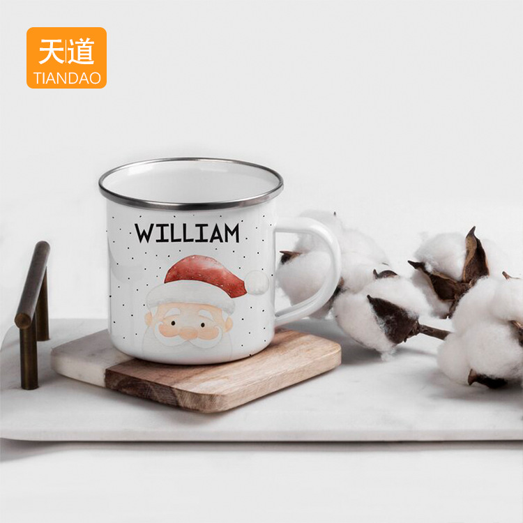 Enamel mugs, stainless steel coffee cups, old-fashioned tea cups, retro imitation porcelain cups, portable outdoor small cups Application Scenario