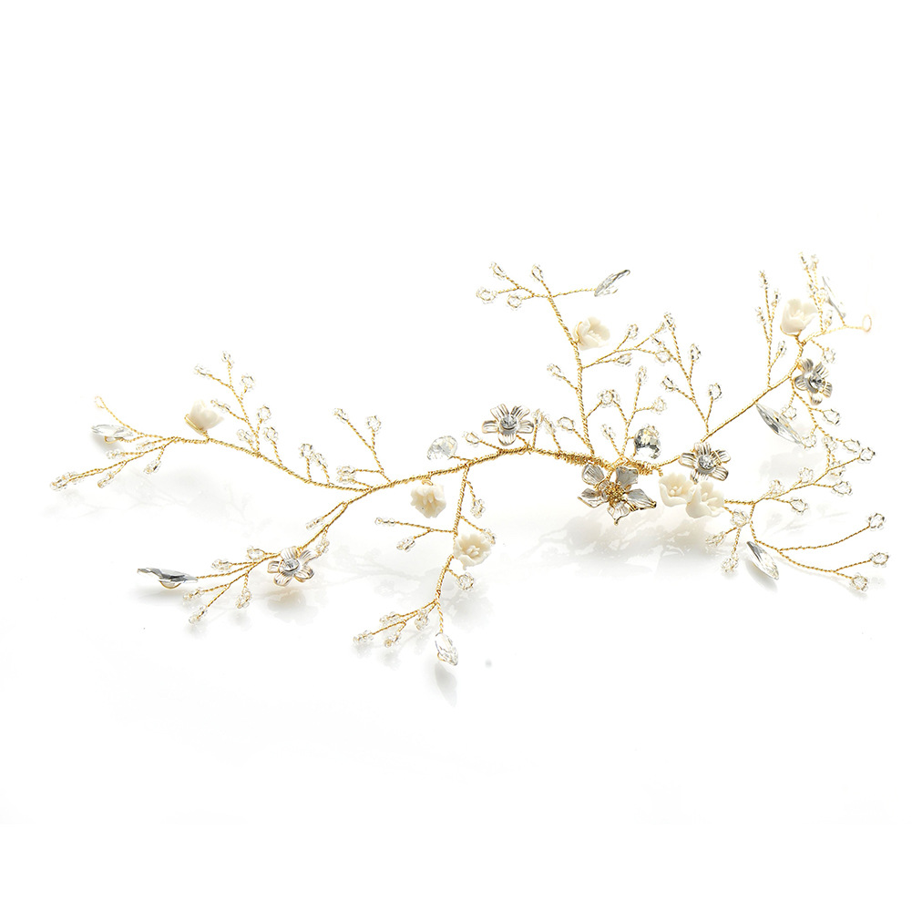 Cross-border new crystal bride hair band, sweet handcrafted updo hair accessory, European and American wedding dress accessories, flower hair band Item Picture