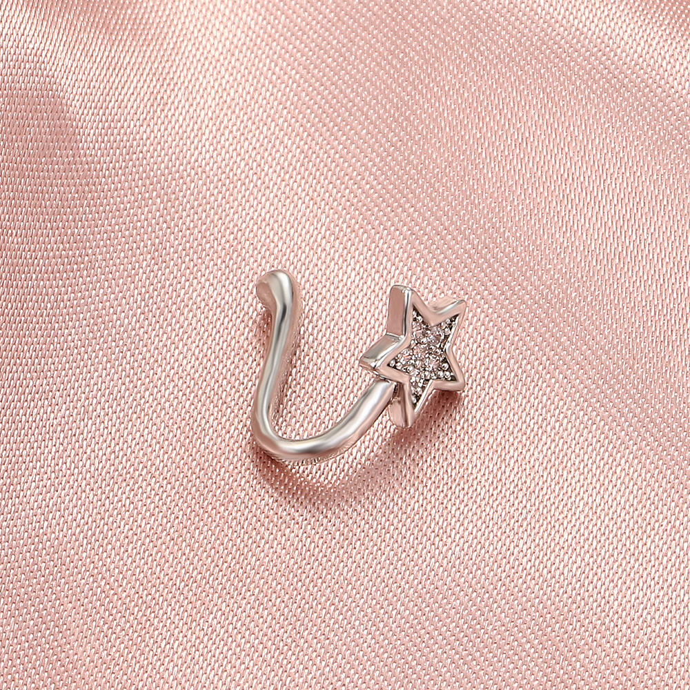 Amazon-style copper-inlaid zircon star fake nose stud, exaggerated and simple U-shaped non-perforated nose clip puncture accessory for women Specification drawing