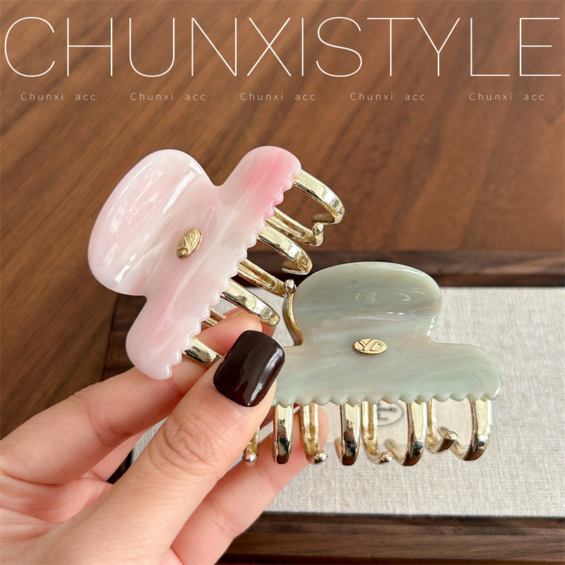 YD acetate board simple geometric gripper, versatile, fashionable and retro, back head updo, shark clip, hair clip, hair accessory Application Scenario