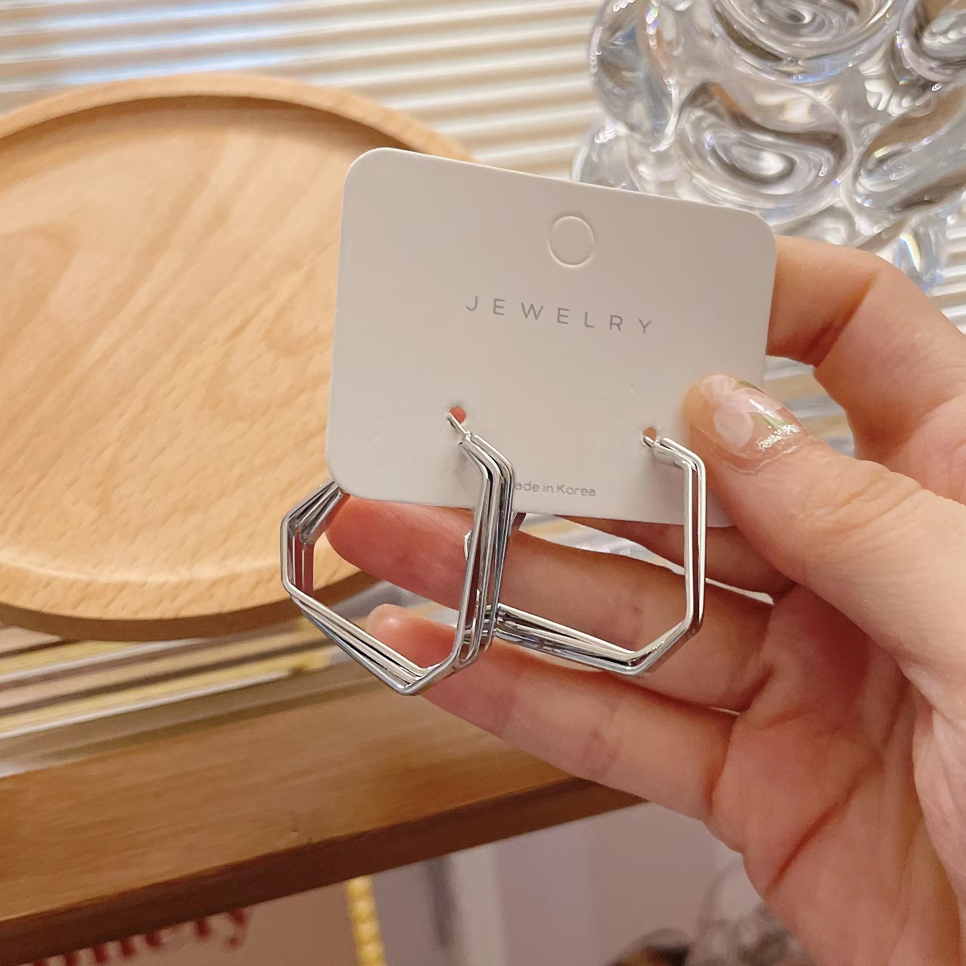 Simple, high-end and cold style multi-layer geometric ear rings and stud earrings for women, versatile, simple, fashionable, individual and elegant earrings Specification drawing