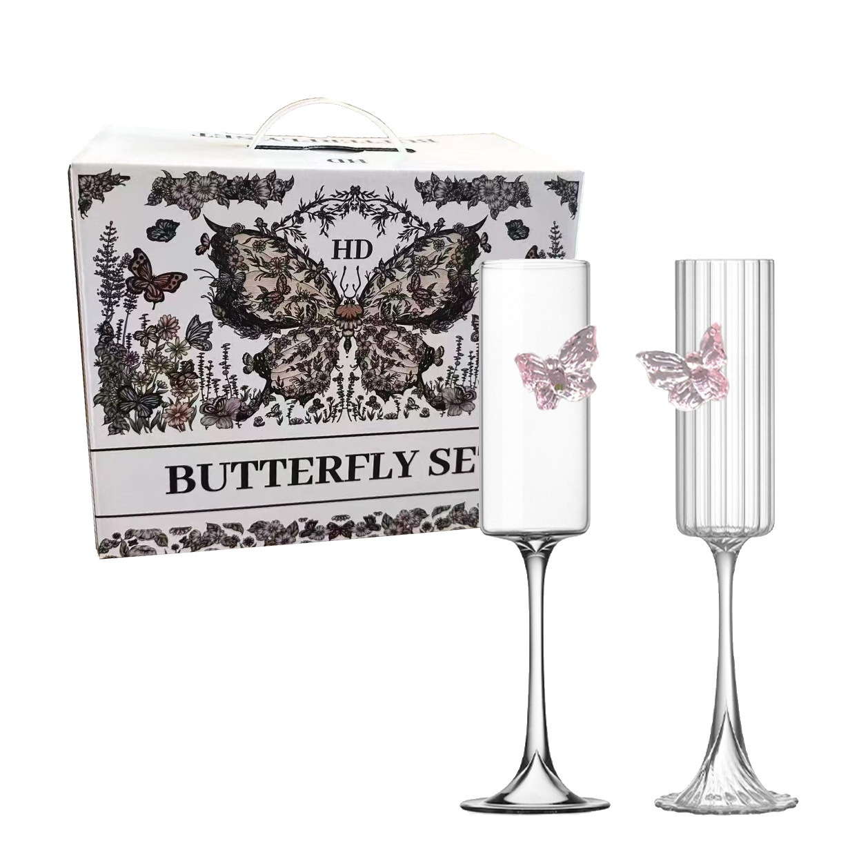 High borosilicate glass highball wine set, ins cups, high-end bow, champagne, wine and red wine glasses Item Picture