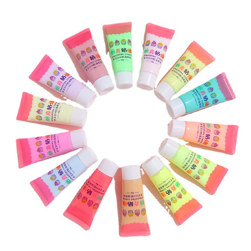 43-color simulated cream glue 50g anti-freezing diy handmade accessory material pack, children's blind box material pack Item Picture