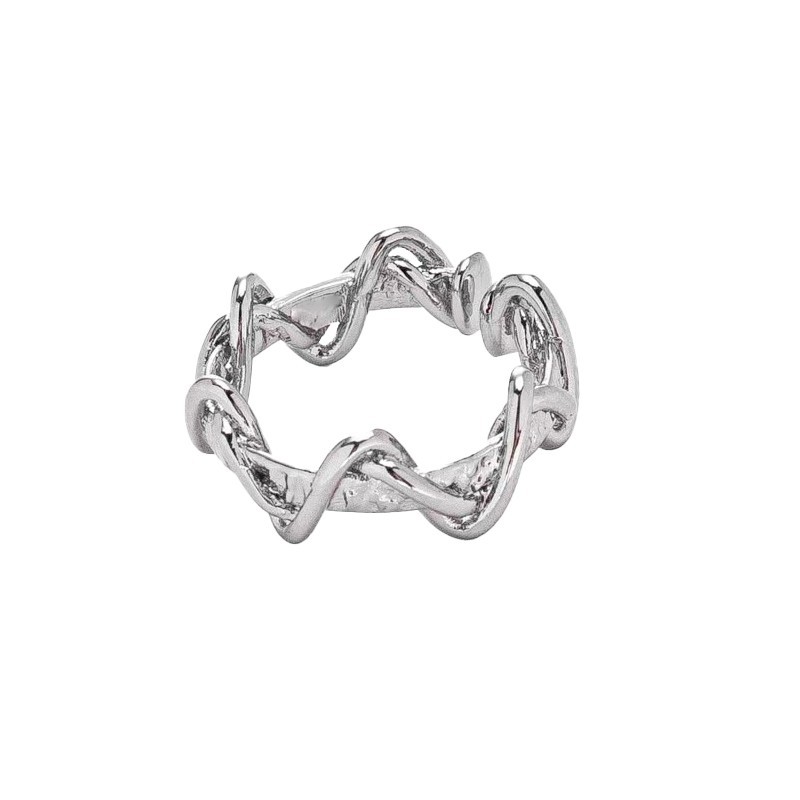 Cold style geometric open ring for women, niche design, plain ring, simple, fashionable and individual zircon couple ring Item Picture