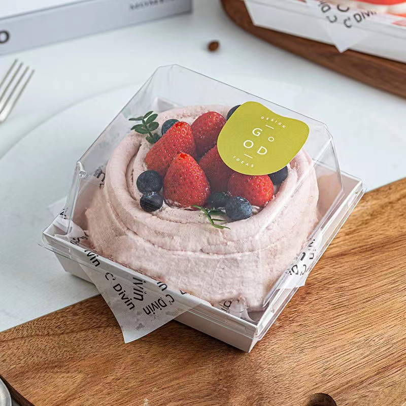 Wholesale 4-inch cake packaging box with high anti-fog transparent box, baking dessert mousse mille-feuille cake packaging box Specification drawing