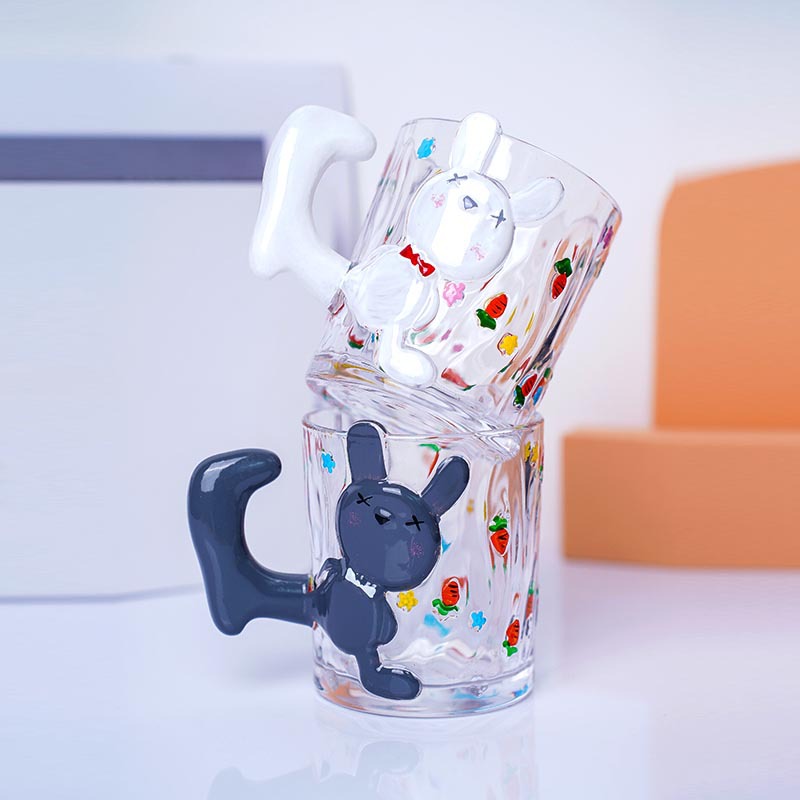 Creative three-dimensional shaped animal cups, cute orange cat cups, glass couple water cups, adorable cartoon milk, juice and coffee cups Specification drawing