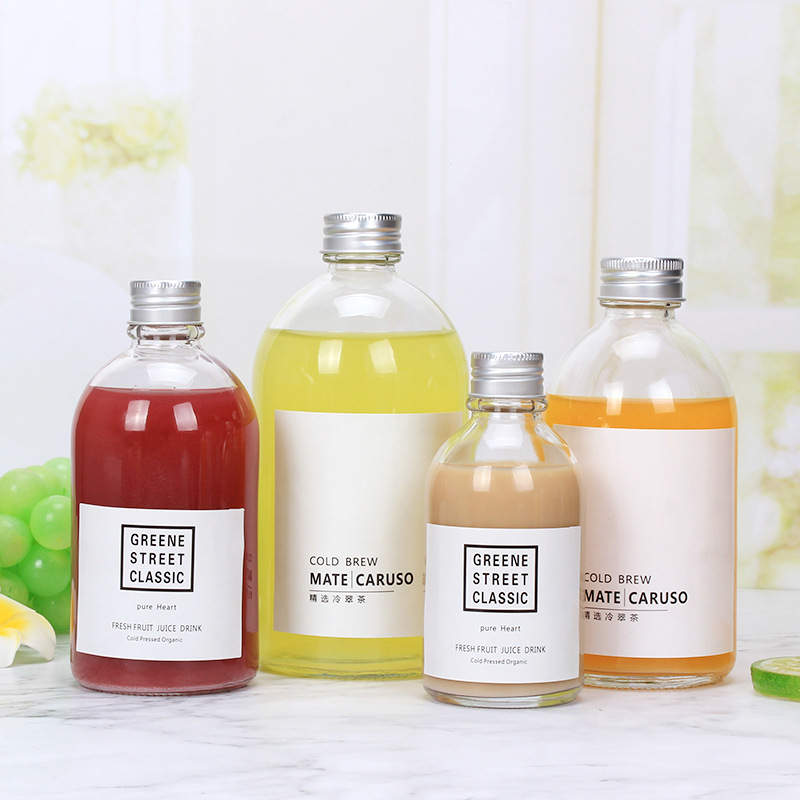 Nordic sparkling wine bottles, white spirit glass round packaging glass cups, beverage bottles, milk tea shop fruit wine bottles can be made Application Scenario