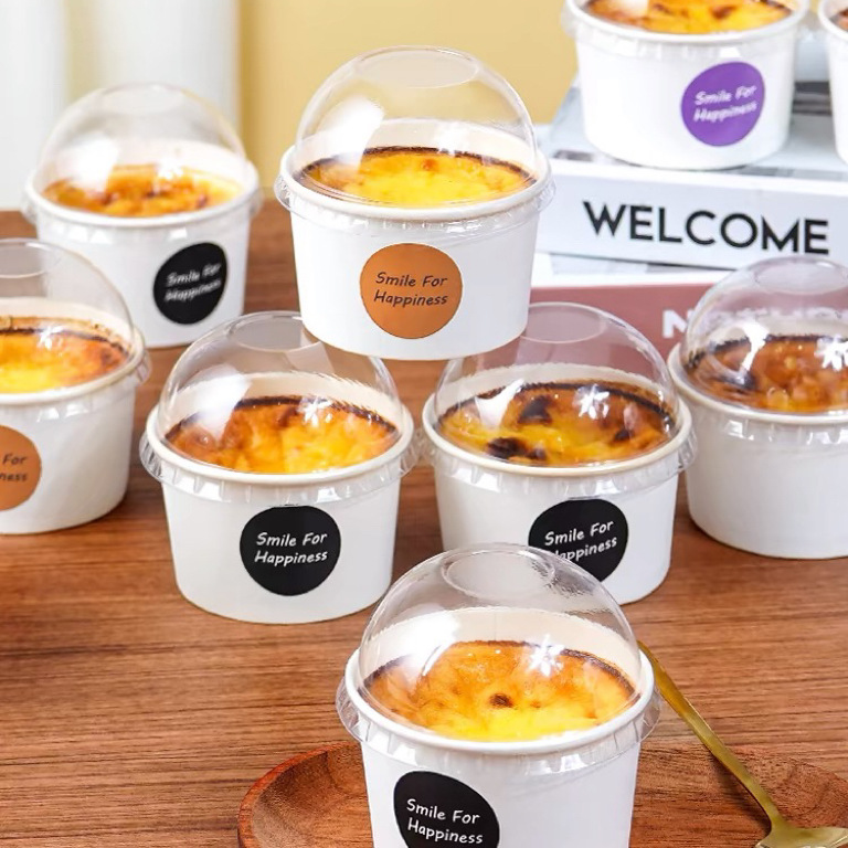 Popular taro paste baked milk cup, durable paper bowl 85pf ice cream dessert packaging box, puff pastry large cream puff packaging box Specification drawing