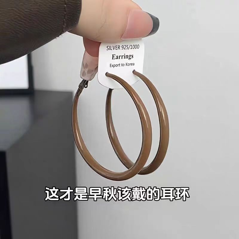 Maillard Circle Earrings 2025 New bestseller, niche design, high-end and exaggerated earrings for autumn and winter atmosphere details Picture