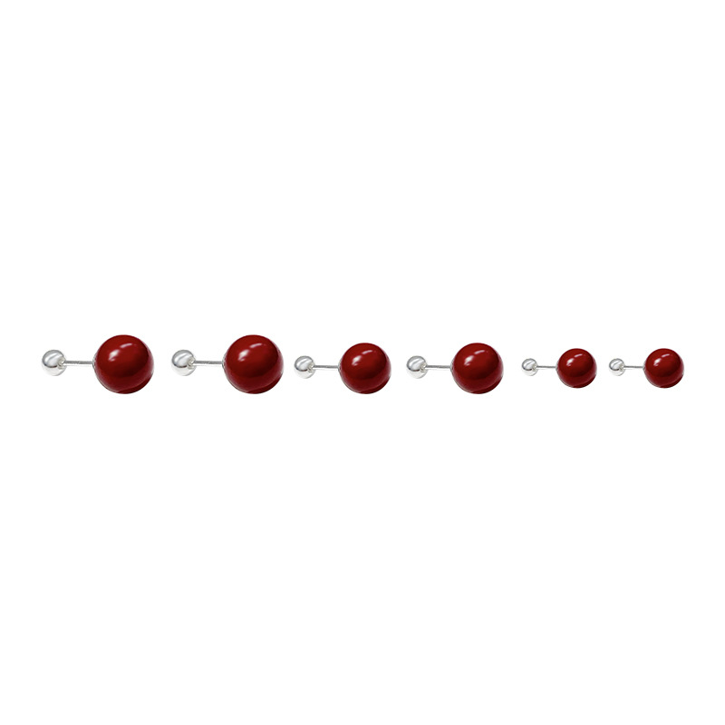 Dark red cinnabar ear studs, Korean style, fashionable and niche design, simple screw-down ear bone stud earrings wholesale Item Picture