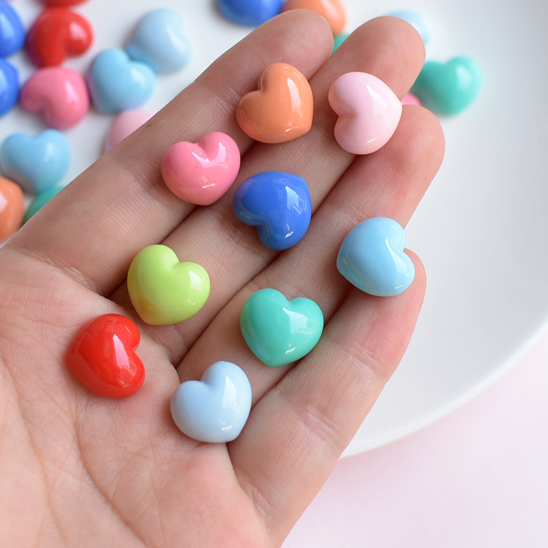 Candy-colored glossy heart-shaped resin accessories, cream glue, diy accessories, self-made handcrafted hair clip accessories, material patches Specification drawing