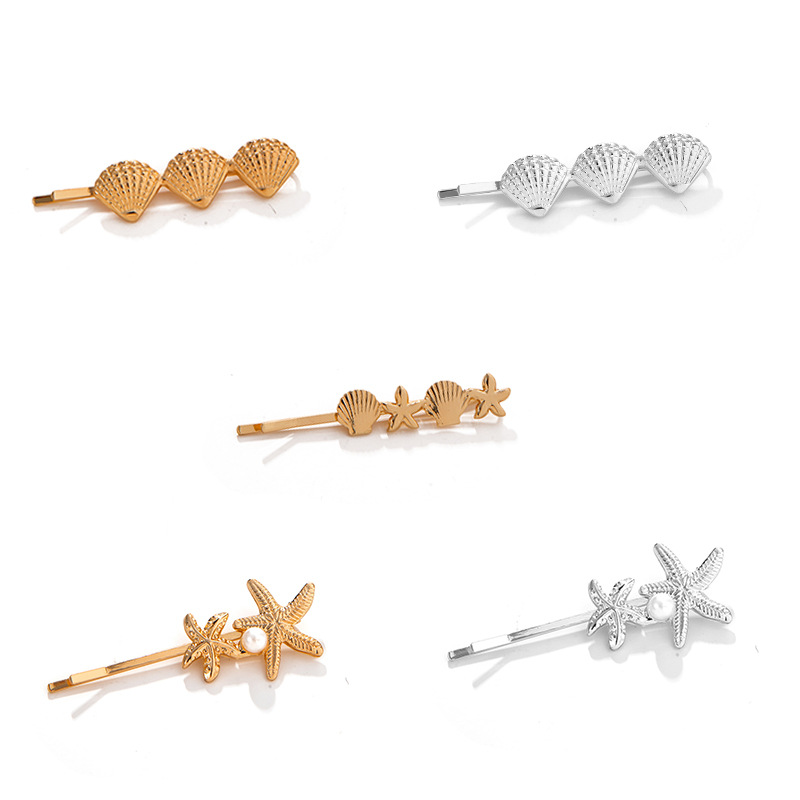 Xiyin's best-selling hair accessories, stylish European and American cross-border headwear, hair clips, shell starfish, ocean vacation style hair clips wholesale Item Picture