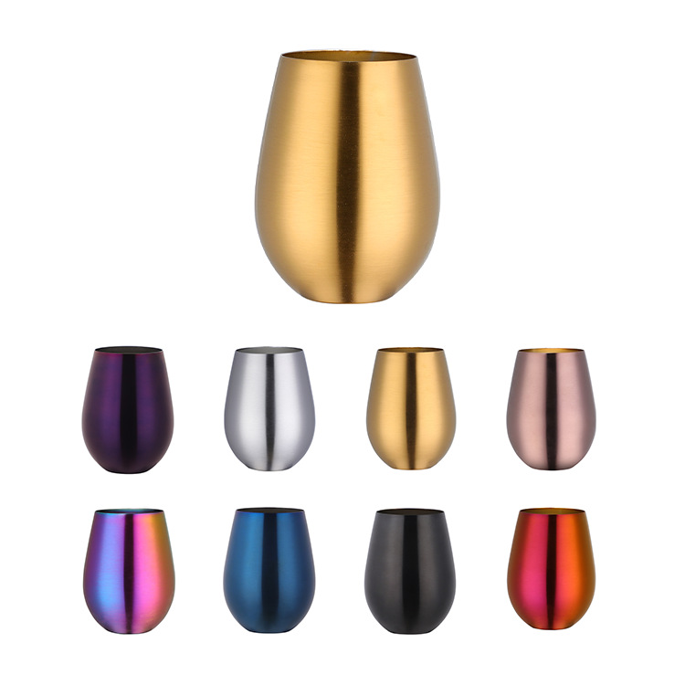 Stainless steel egg-shaped cups, creative round-bellied cold drink beer mugs, bar drum-shaped cocktail cups, Martell cups without bases Application Scenario