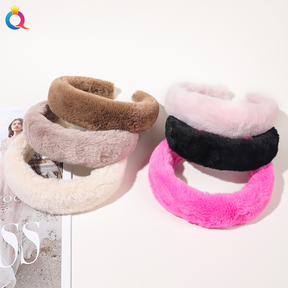 Qiyue Cross-border Autumn and Winter High Head Top plush hair Band, simple and elegant facial cleansing and makeup headband, women's hair accessories wholesale Specification drawing