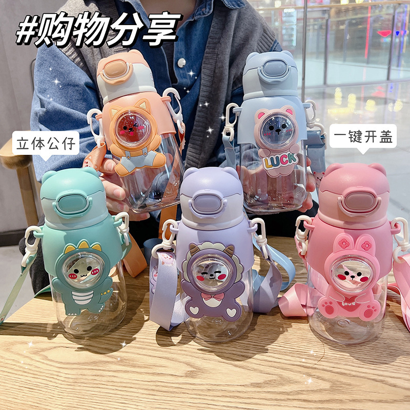 Summer high appearance level children's water cups, large-capacity cups, cartoon straws, plastic cups, portable for primary school students, from the original manufacturer Application Scenario