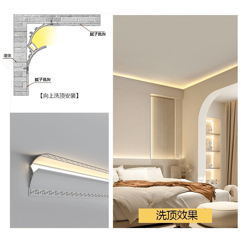Ceiling-free reflective light trough exposed living room light, suspended aluminum trough profile reflective long strip light, bathroom line light Item Picture