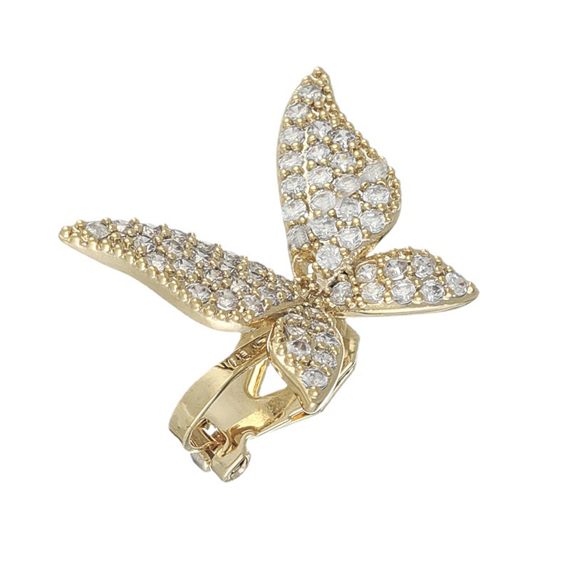 Butterfly ear clips for women, no ear piercings, cold and cool style, sparkling diamond ear bone clips, summer French, 2025 new earrings Item Picture