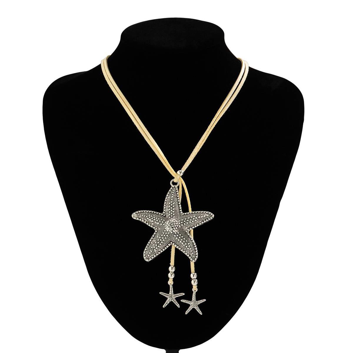 European and American conch symbol vacation beach necklace, Bohemian starfish pendant, exaggerated ocean-style mermaid necklace Item Picture