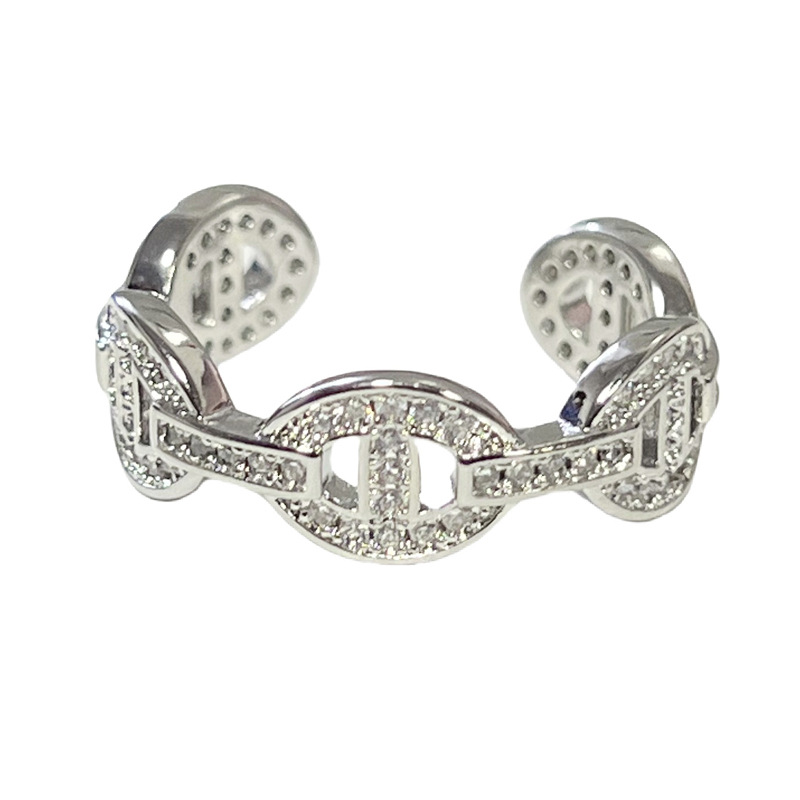 A light luxury and niche design sense double-layer pig nose hollowed-out opening ring, a high-end women's style, an ins simple and versatile ring Item Picture