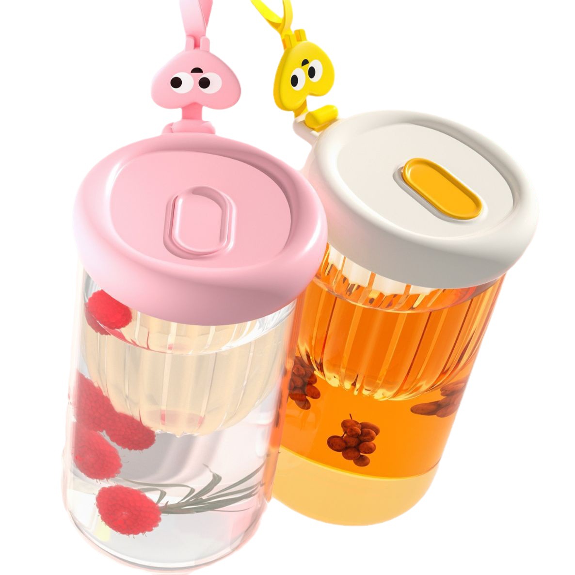 Cute and creative straw cup, office high appearance level water cup, thickened glass children's handle cup, summer covered cup Item Picture