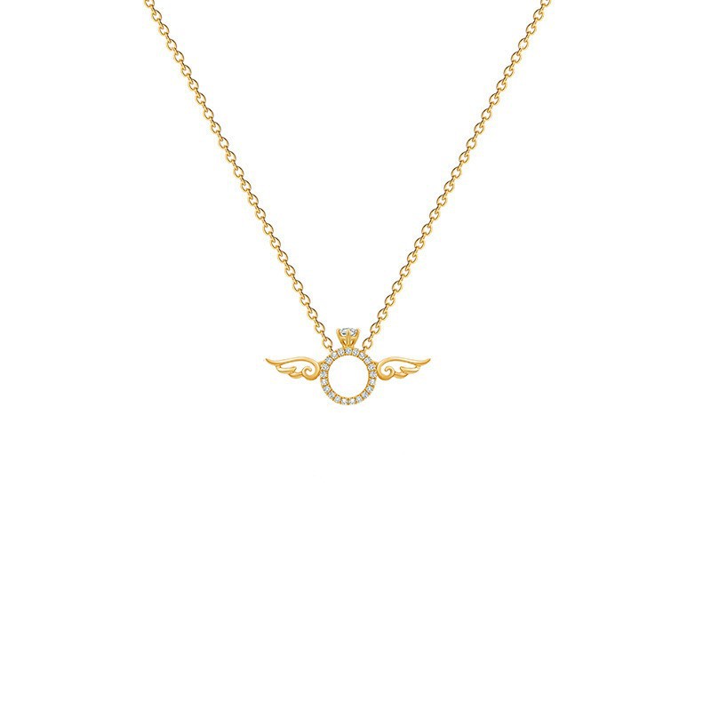 Little Angel micro-inlay pendant titanium steel necklace, a simple and elegant female Instagram style, a popular collarbone chain, a personalized and versatile necklace Item Picture
