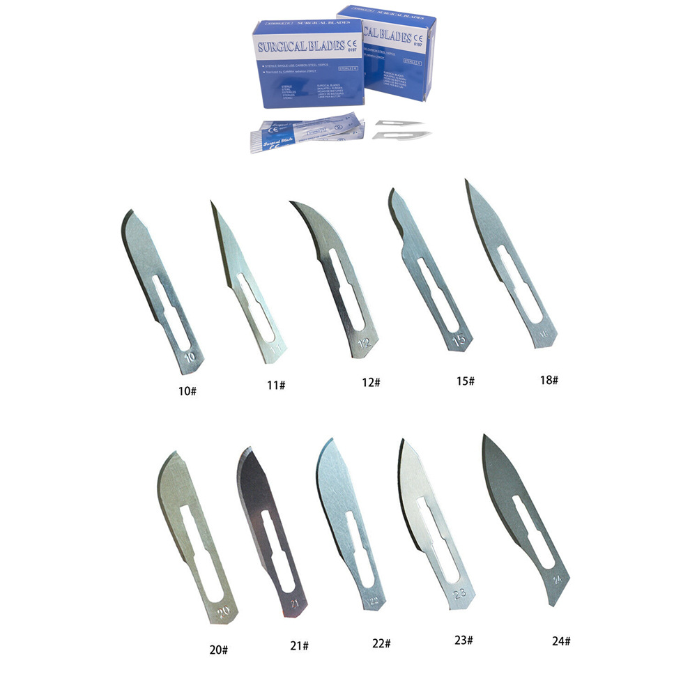 Disposable sterilized surgical blades made of carbon steel, carbon steel double eyelid engraving blades are not used in domestic hospitals full figure