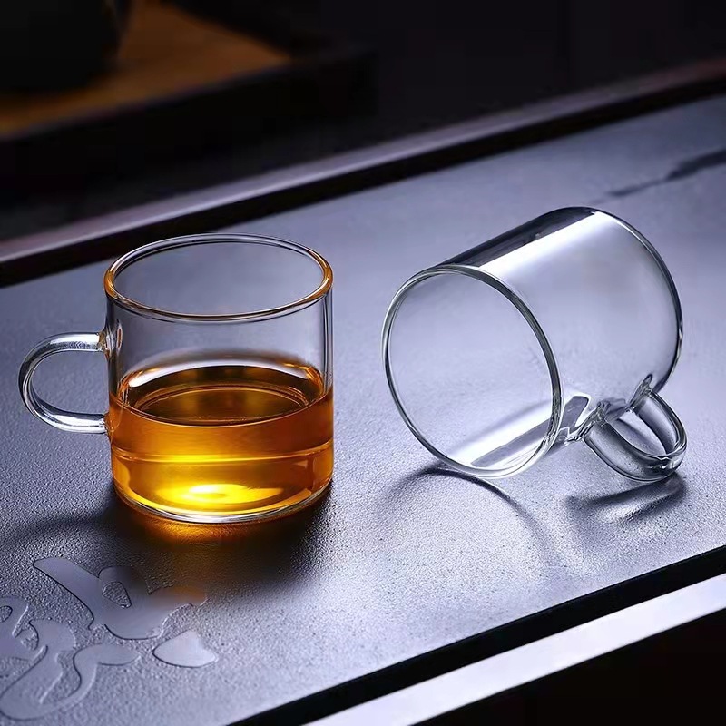Thickened glass cups, high-temperature resistant tea cups, tea tasting cups with handles, household high-appearance-level gift cups, tea brewing cups wholesale Specification drawing