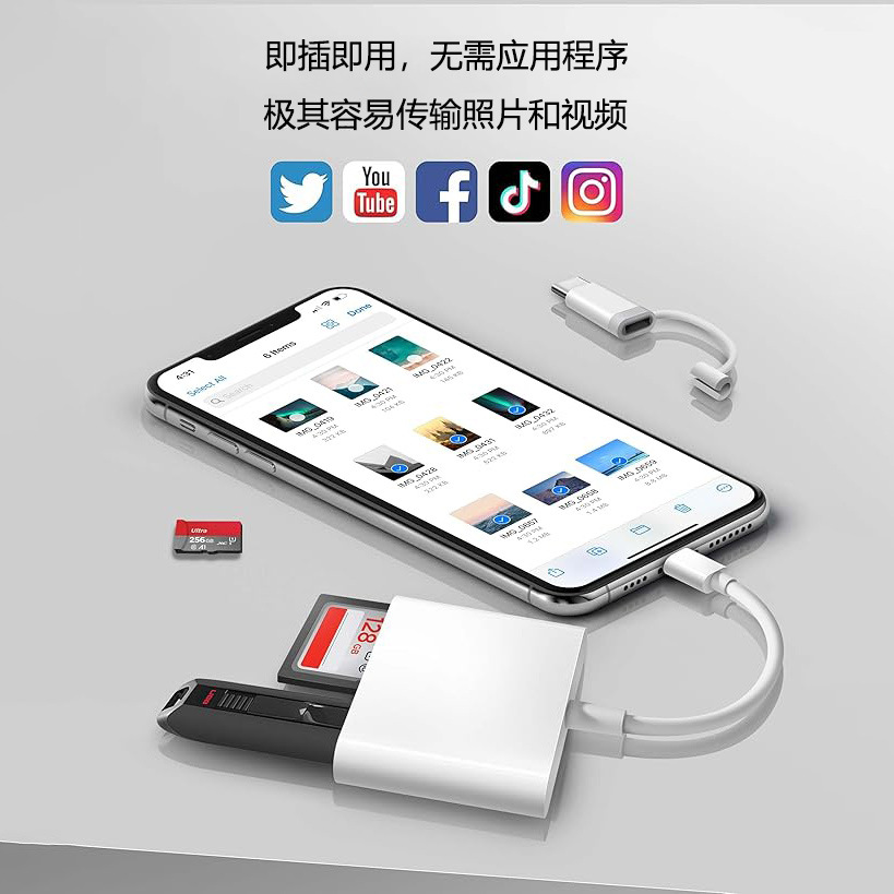 Compatible with Type-C to SD TF CF camera ccd multi-functional card reader for iPhone 16 and 15 Android phones Application Scenario