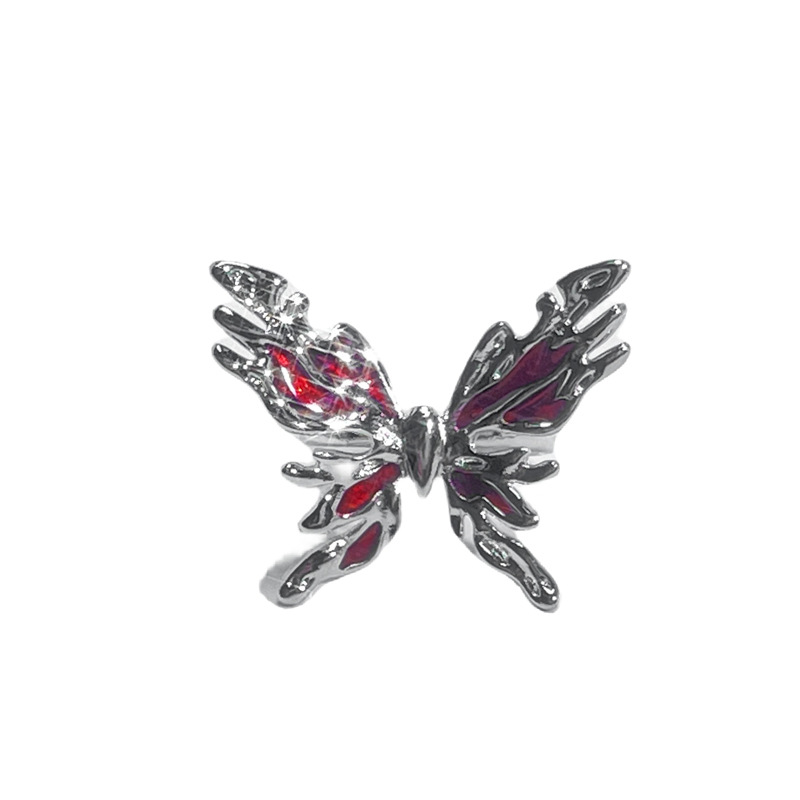 ins niche design sense butterfly drip glaze stylish bracelet ring set, irregular and personalized bracelet accessories Item Picture