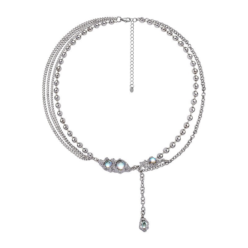 Moonstone irregular tassel necklace, simple Korean cold style sweater chain, women's high-end cross-border fashion necklace Item Picture