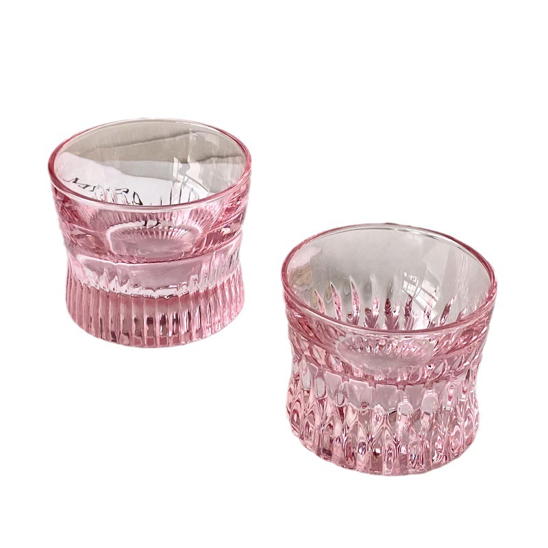 High-appearance-level pink glass cups, crystal diamond-patterned glass cups, household whisky glass cups, white spirit glass cups, soju glass cups, cold drinks Item Picture