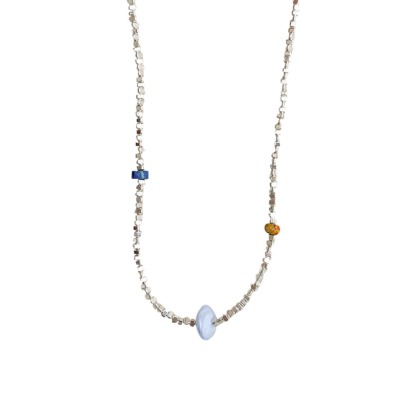 A few pieces of broken silver necklace for women, 2023 new style geometric irregular spliced heart-shaped collarbone chain, a popular neckchain accessory Item Picture
