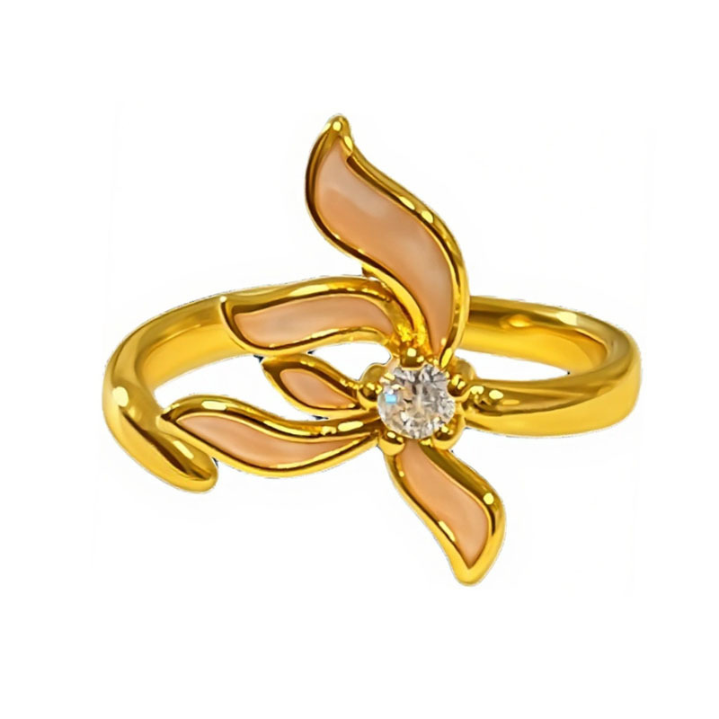 Sweet and retro pink three-dimensional iris bow, exquisite and high-end ring, women's ins light luxury fashion ring Item Picture