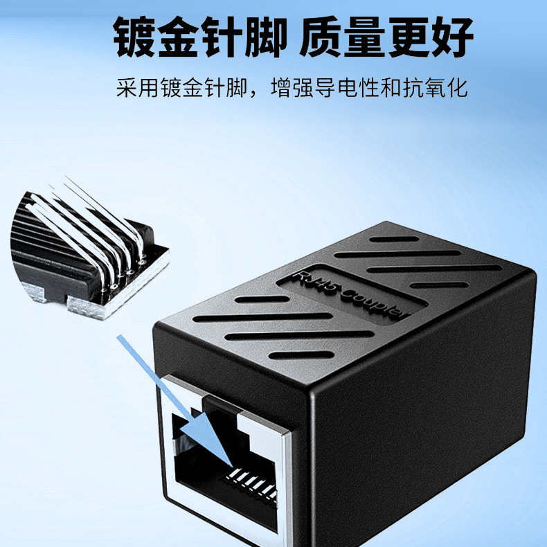 Gigabit network cable adapter RJ45 network connection 1-way 2-way through head 3-way splitter adapter extender details Picture